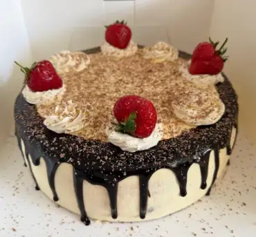 Strawberry and chocolate celebration cake
